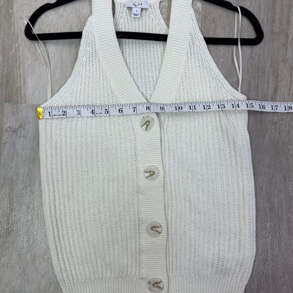 Reiss Sinead Knitted Halter Neck Top With Linen in Ivory Size Small - Picture 7 of 8